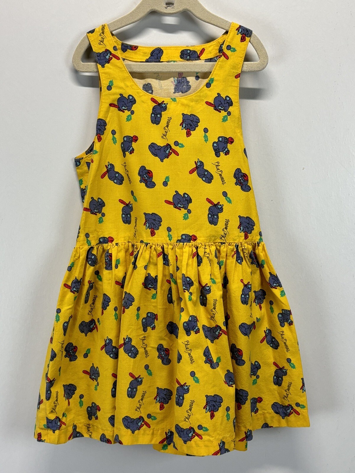 Vtg Hand Made Dress 80’s Pullover Jumper Style Blue Bearries Fabric