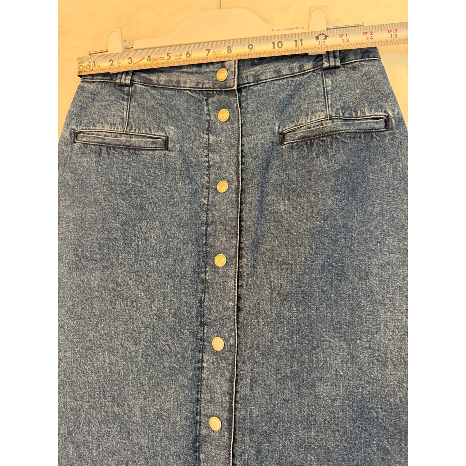 Vintage Tommy Jeans Denim Maxi Skirt Button Front Medium Wash Cotton Size 4