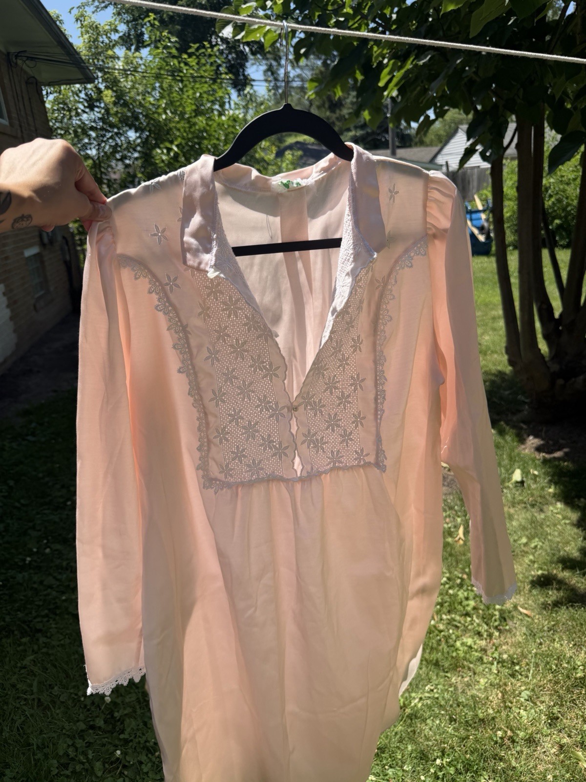 Vintage Juli of Slumbertogs Pink Satin Lace Nightgown Size Large Cottage Core