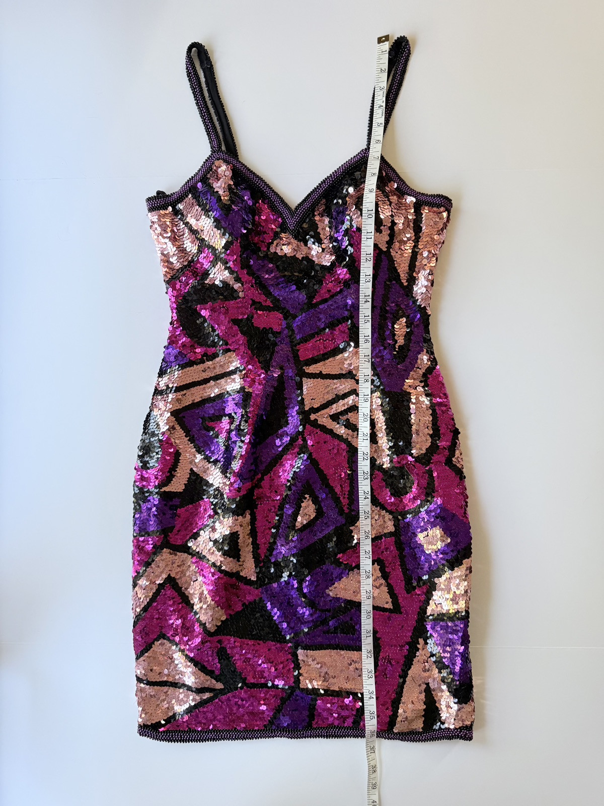 Vintage 1980s Silk Multicolor Fully Sequined & Beaded Dress by Susan Rose Size 8