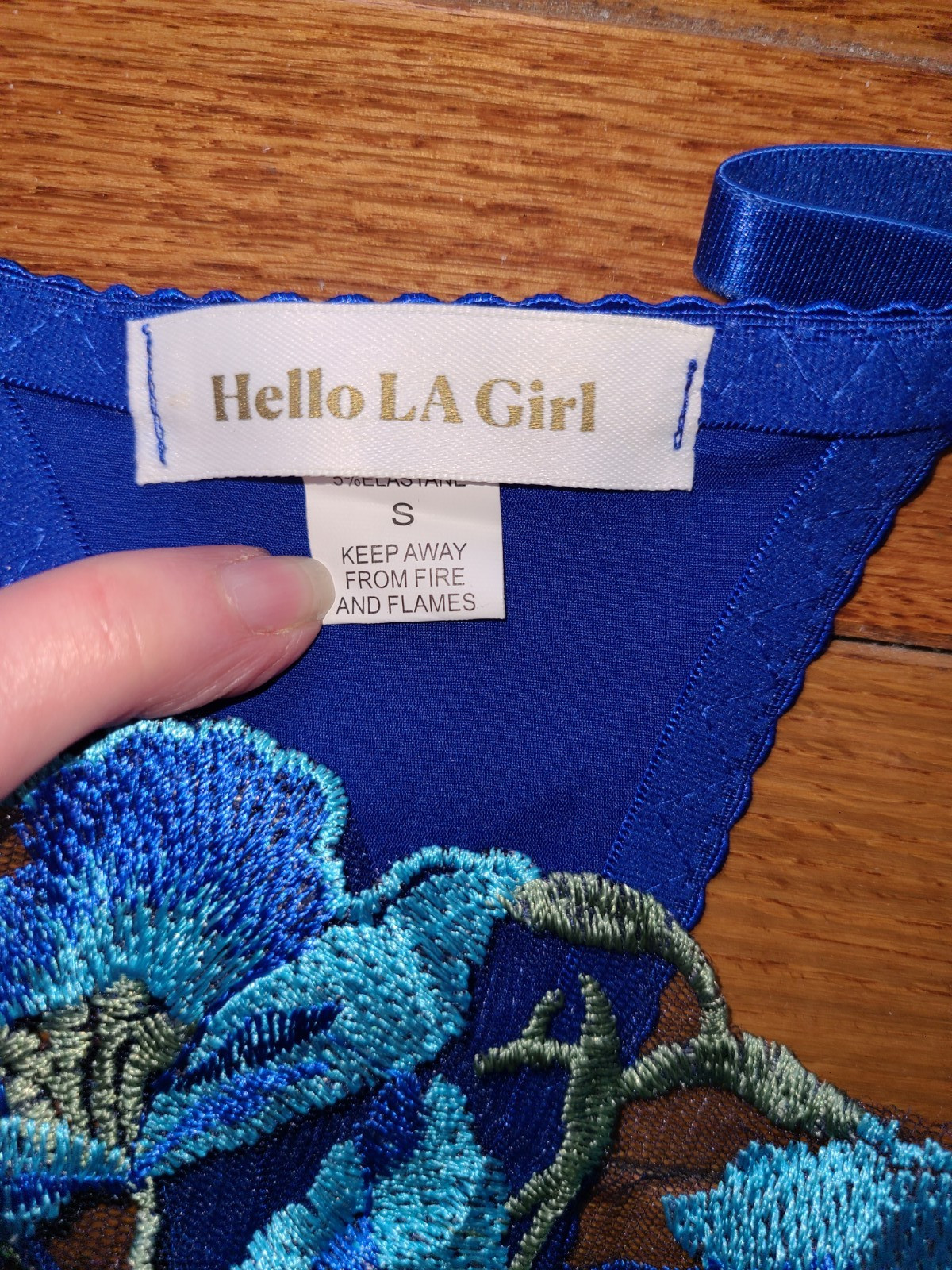 Sexy Blue Hello LA Girl Sz Sm Garter Belt and Thong Fancy floral lace – Silky