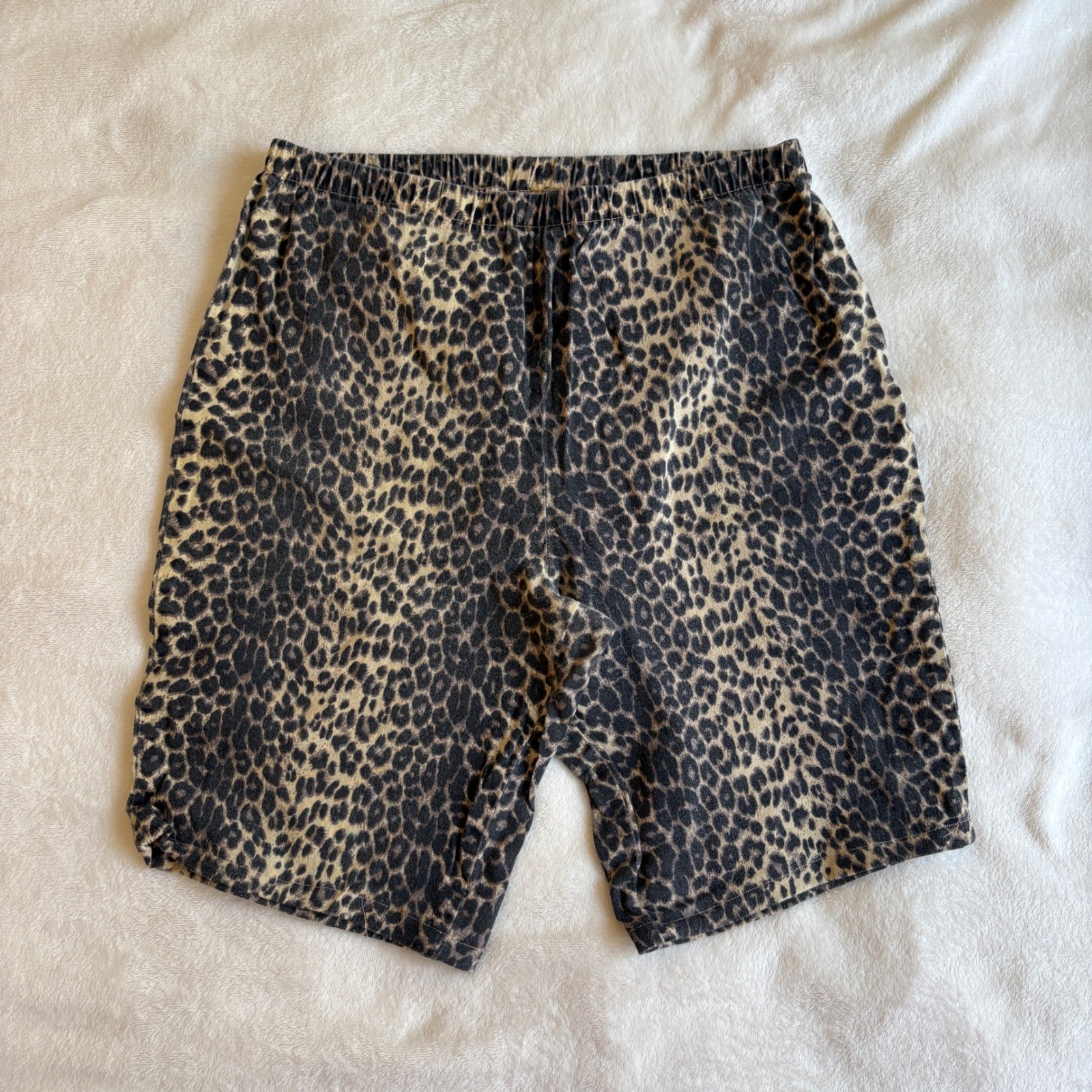 Vintage Forenza Leopard Print Biker Shorts High Waist 90s Indie Sleaze Brown