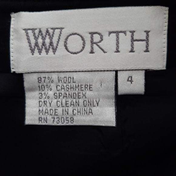 Vintage Worth Wool Cashmere Classic Knee Length Pencil Skirt Sz 4 Twee Career