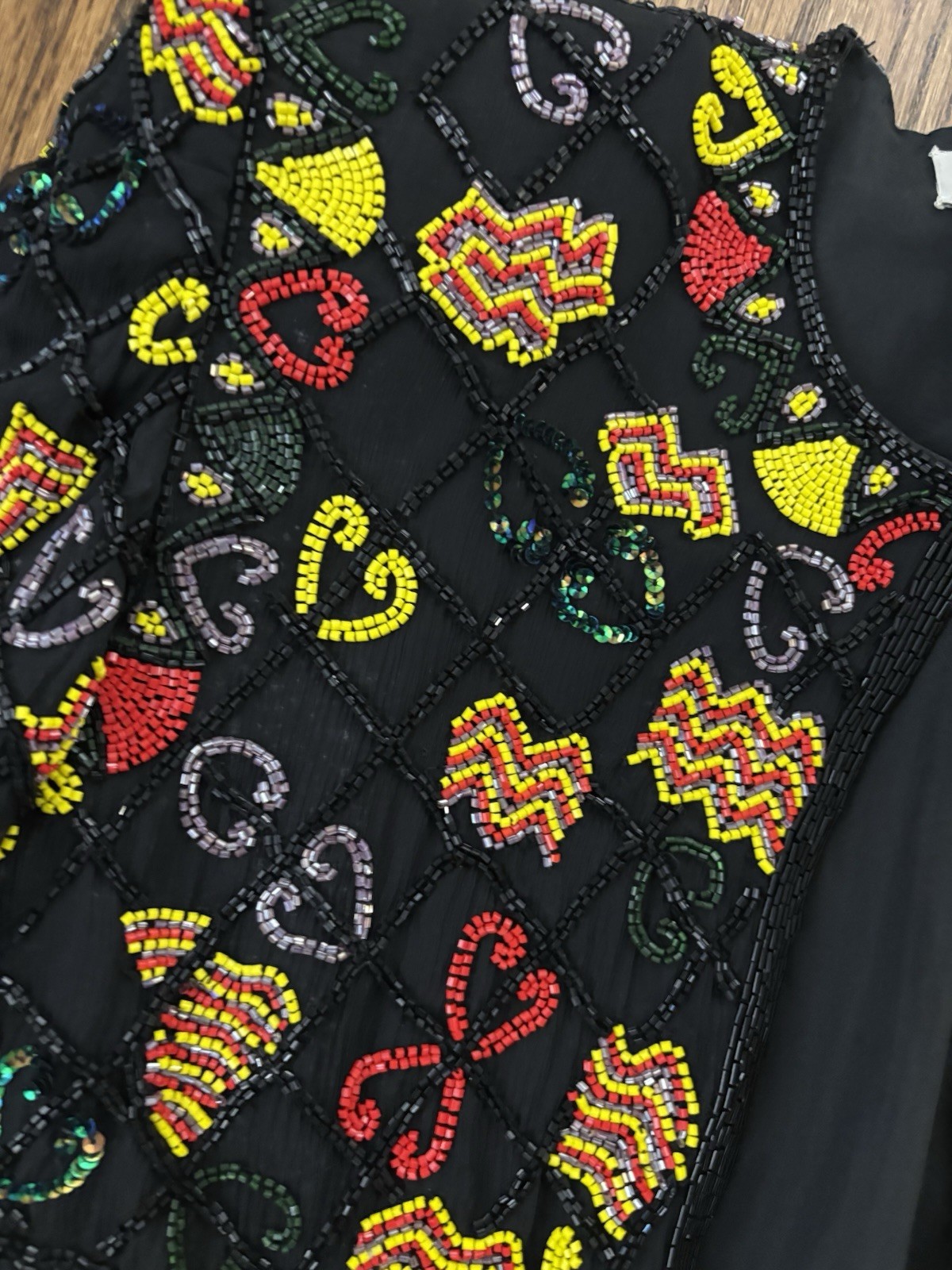 Vintage Beaded Sequin Cropped Trophy Jacket Bolero Southwestern Cactus Mexico