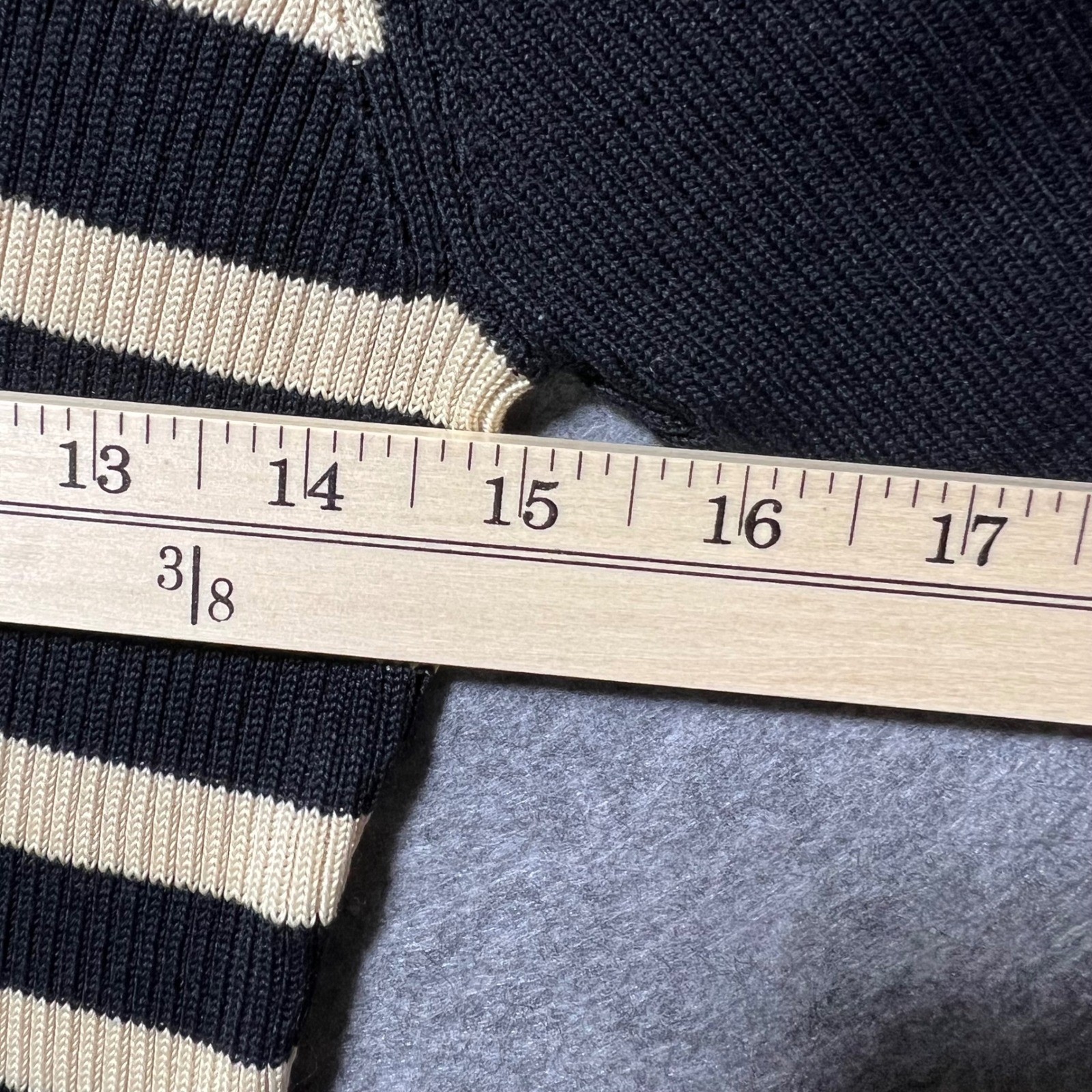 Silk Wool Striped Mock Neck Ribbed Knit Top 90s Vintage Fitted Preview M StretcH