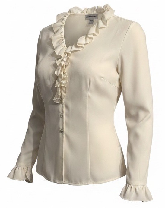 Vtg 80’S Women’s Ivory Blouse Sz 18 Ruffles Classy Preppy Structured Old Money