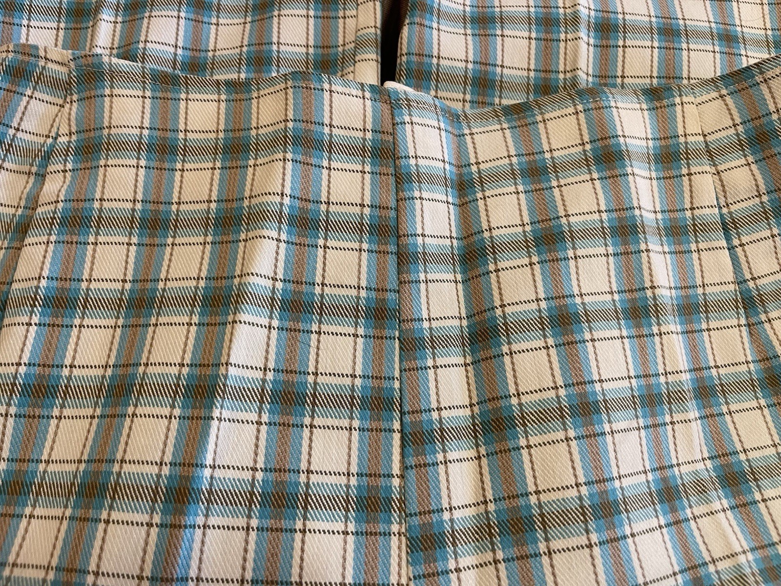 Vintage 70s PYKETTES Womens 30 x 27 White Blue Plaid Ankle Pants