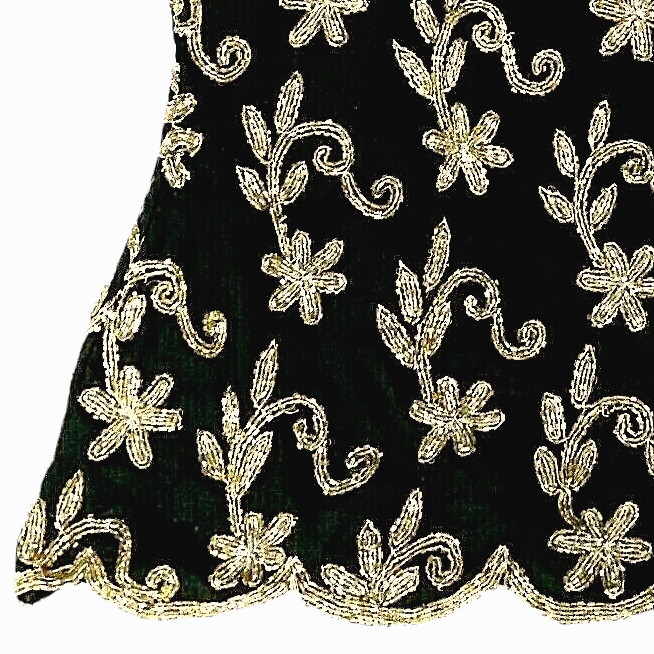 NEW STENAY Top 100% Silk Vtg S Holiday Gold Silver Metallic Beads Scallops Event