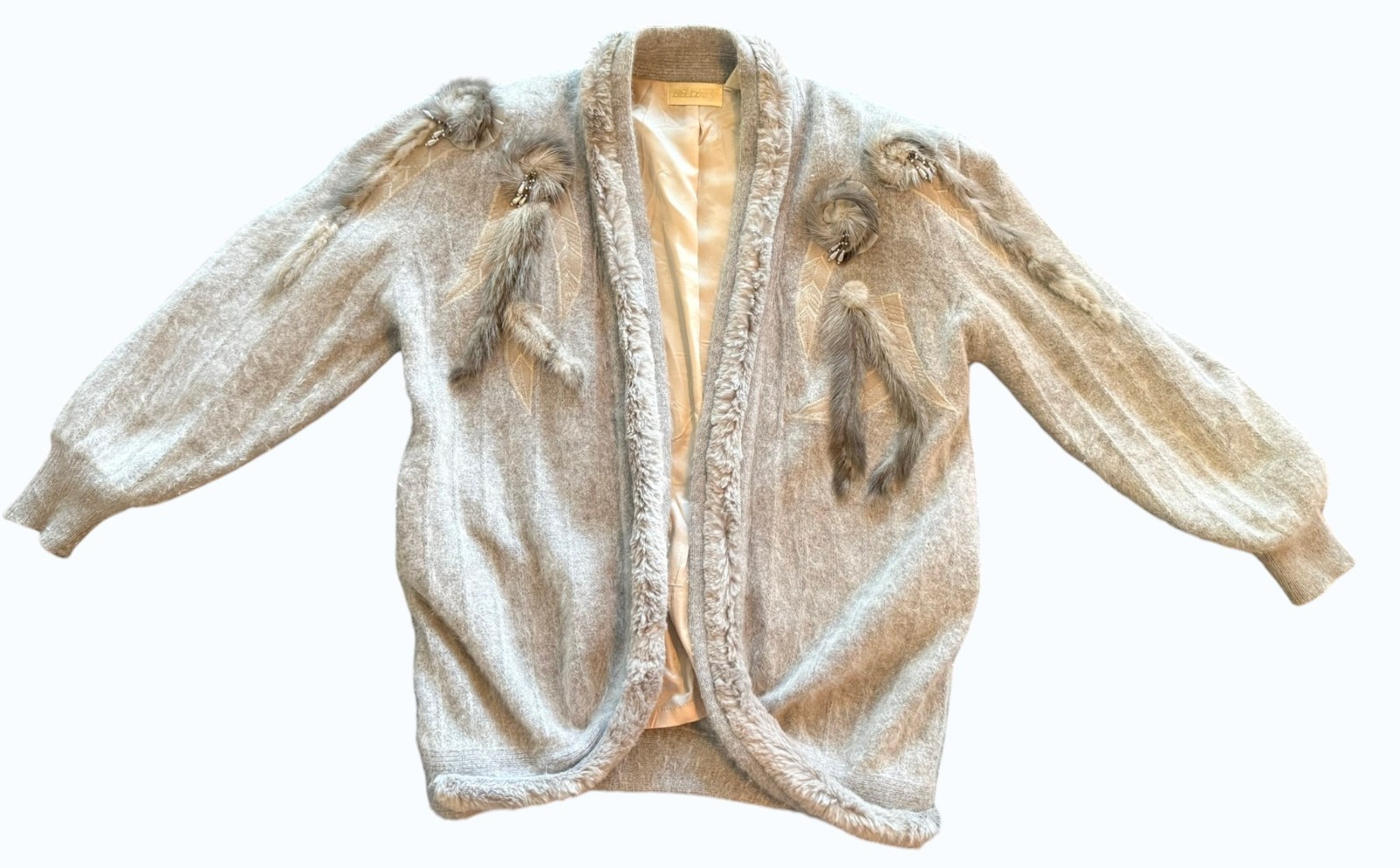 Vintage Belldini Cardigan Genuine Rabbit Hair & Lamb’s Wool Sweater Womens Large