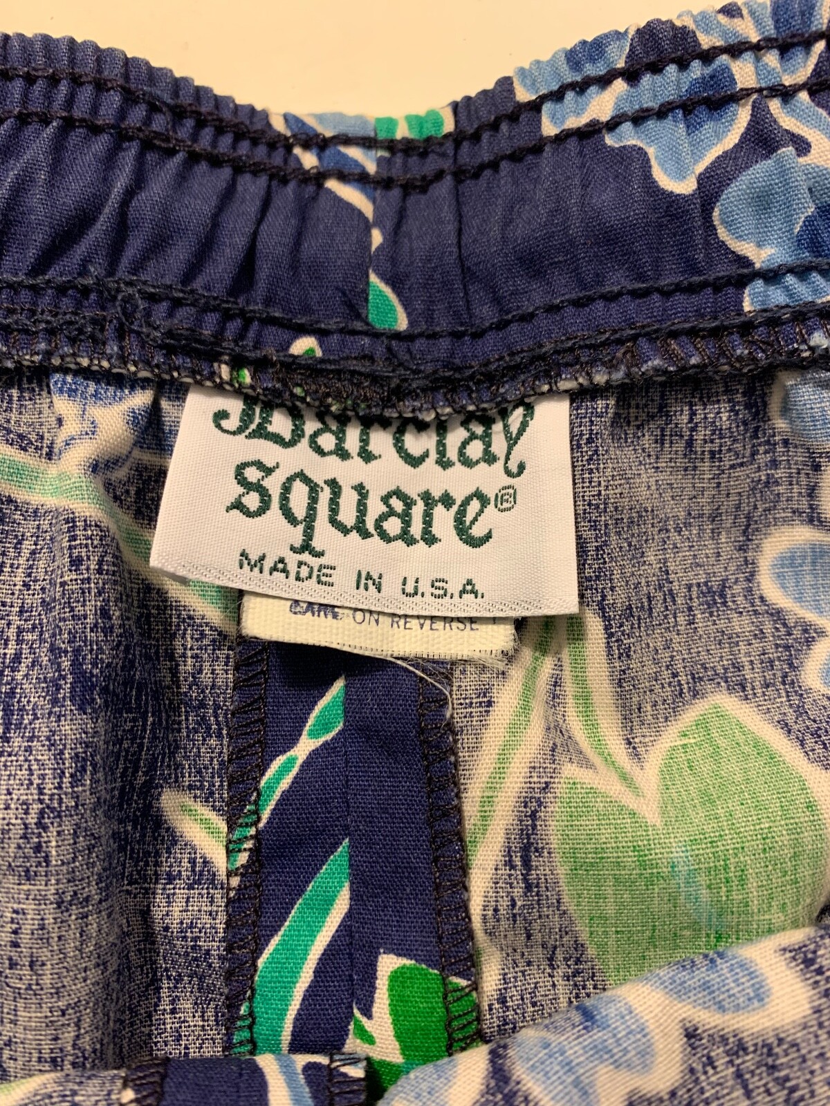 Vintage Barclay Square Skirt Navy Blue with Butterfly Floral Print Size 16 USA