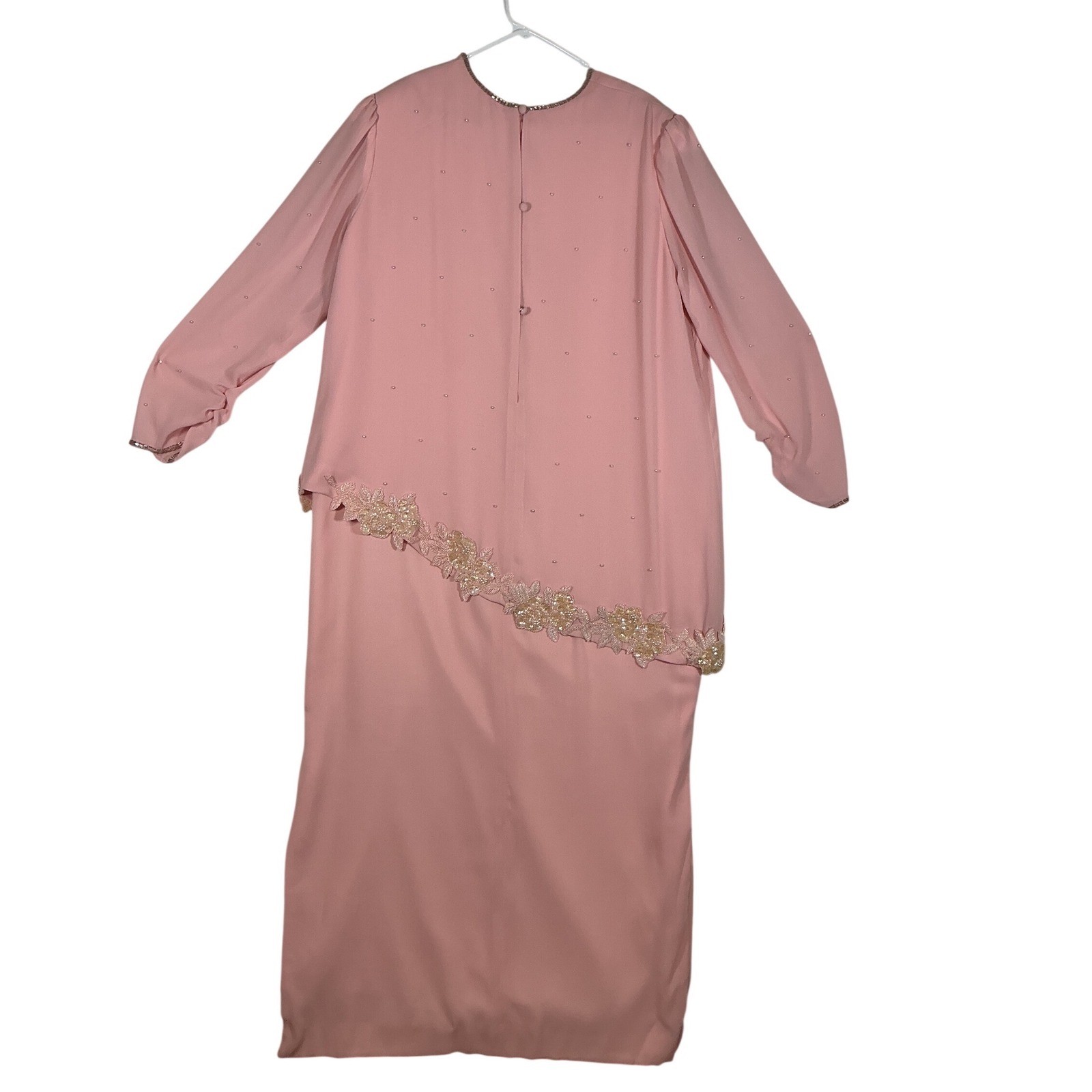 Vintage Pink Beaded Formal Dress by Glamorous Miss; size 20-24; See Measurements