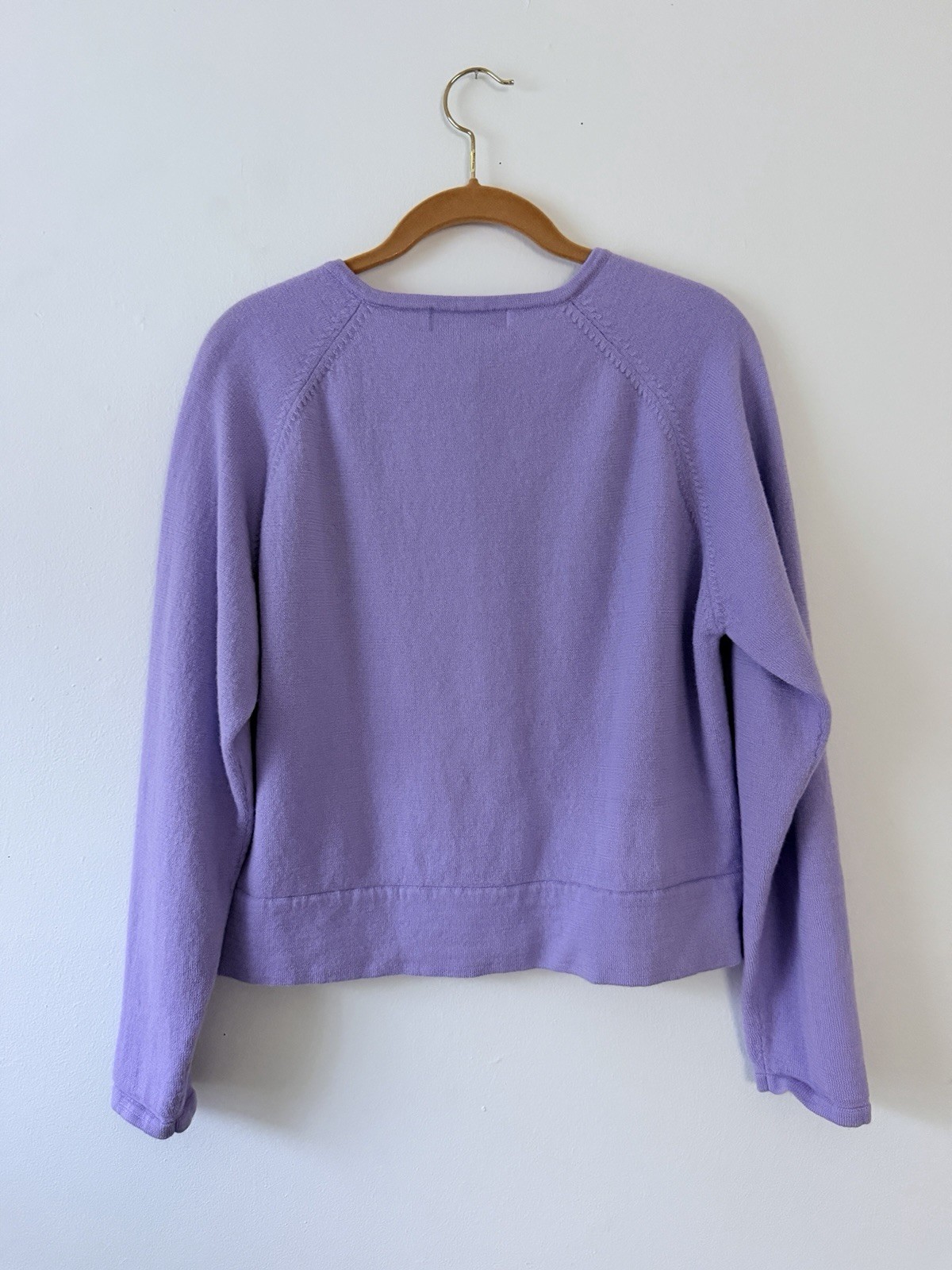 Vintage 100% Wool Lavender Cardigan Sweater | Stephanie Andrews