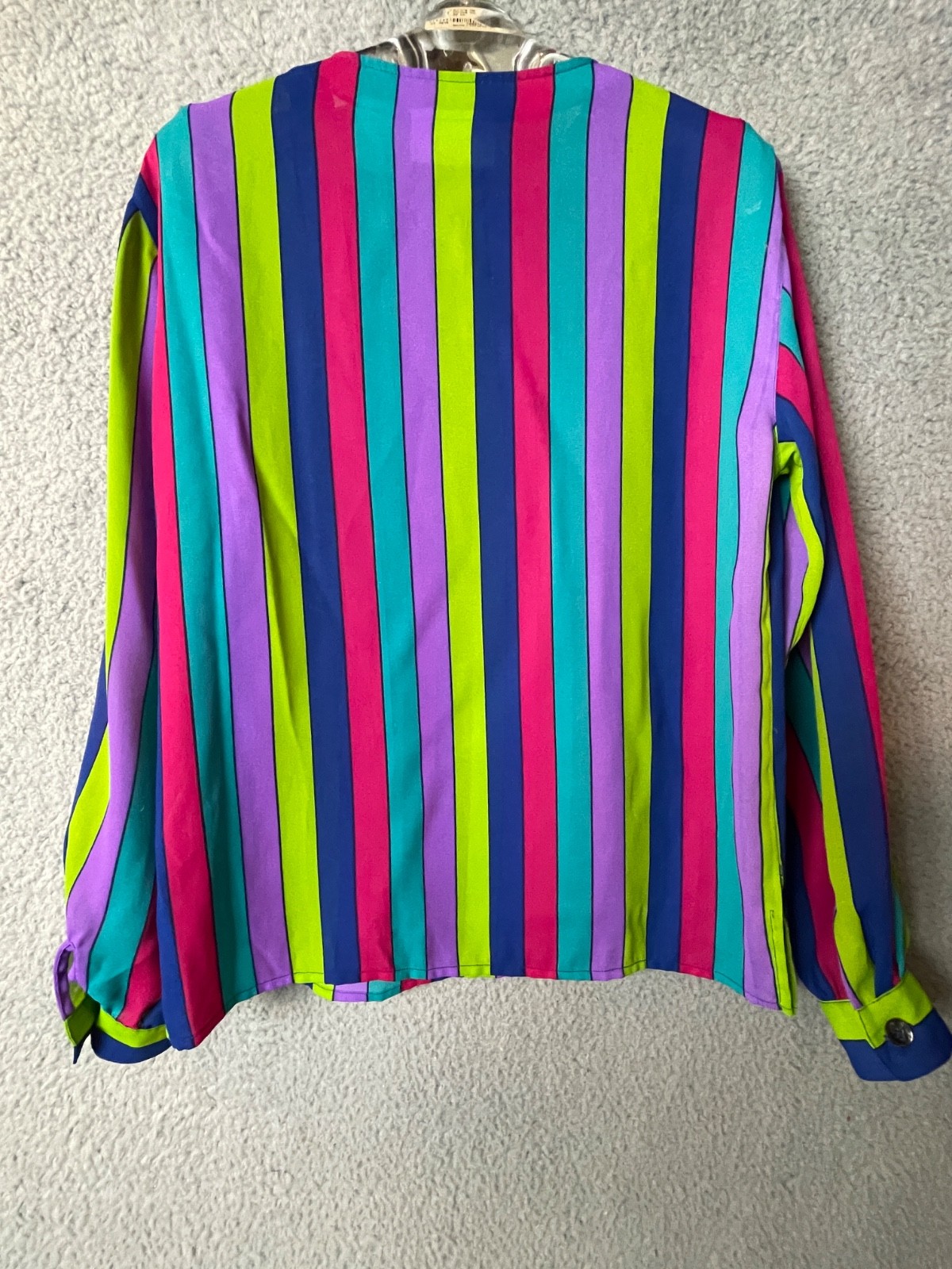 Vintage Liz Claiborne Blouse Top Womens Petites 2 Colorful Striped Secretary VTG