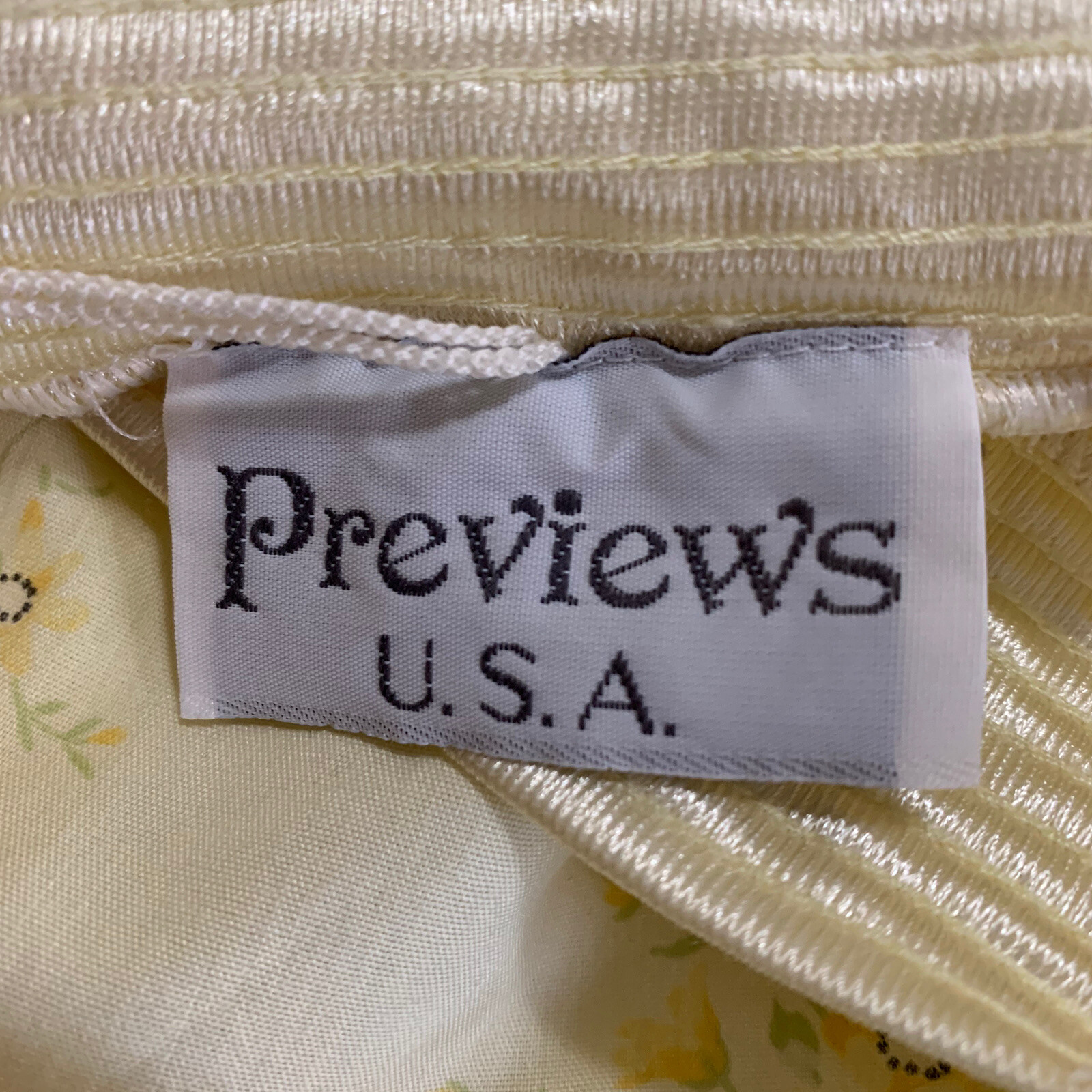 Previews USA Vtg Dress Womens 44X36 Yellow Floral Night Gown House Lounge