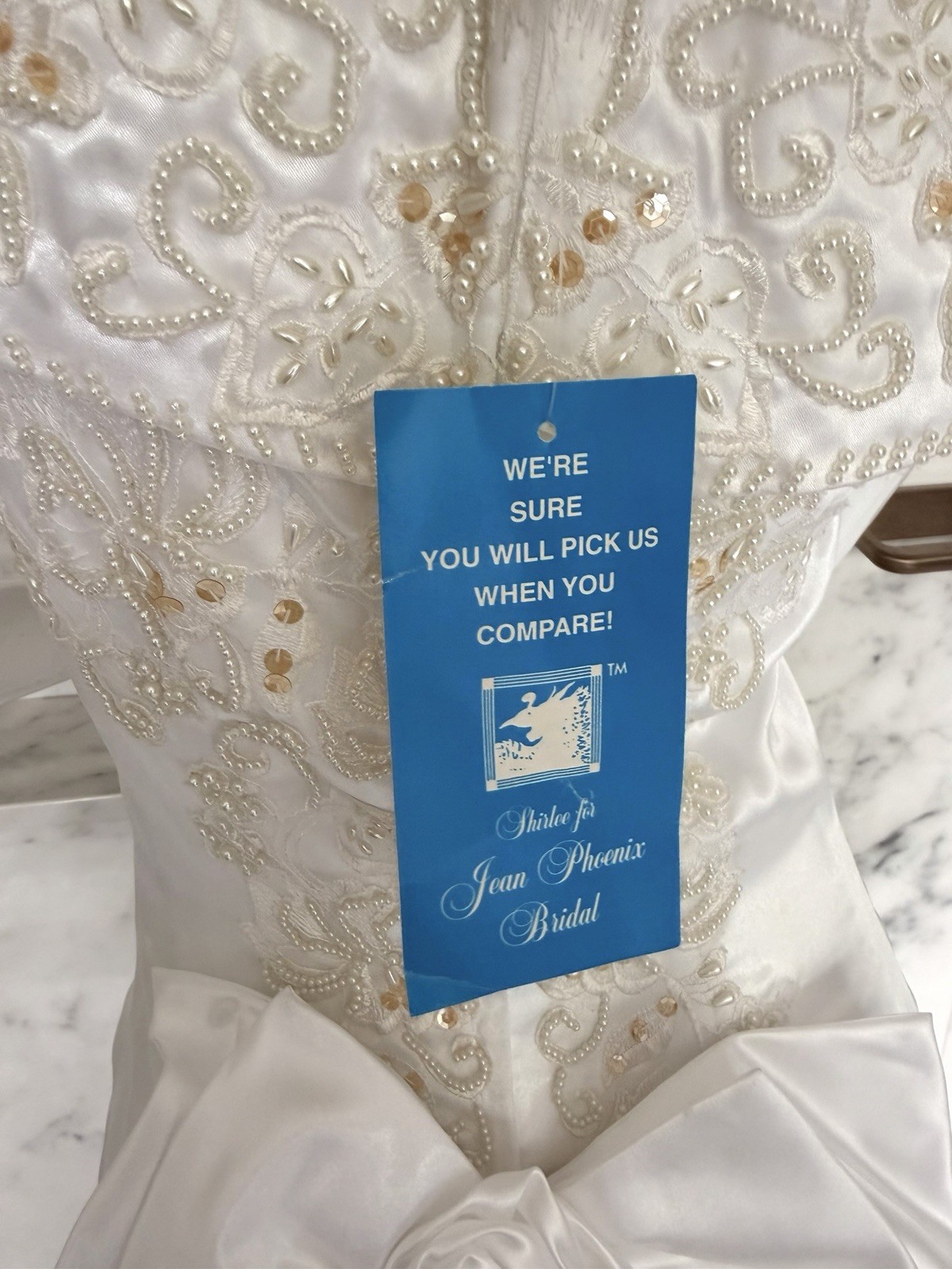 Vintage Jean Phoenix Bridal Wedding Dress Size 8 White Beaded Mermaid Gown NWT