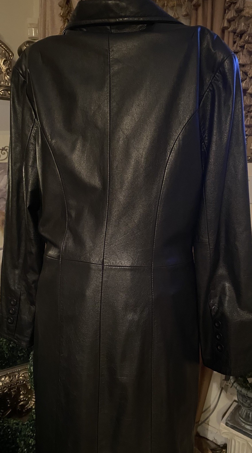 Vtg Wilson’s Leather Maxima Women’s L Black Matrix Long Leather Coat 59” Long 👀