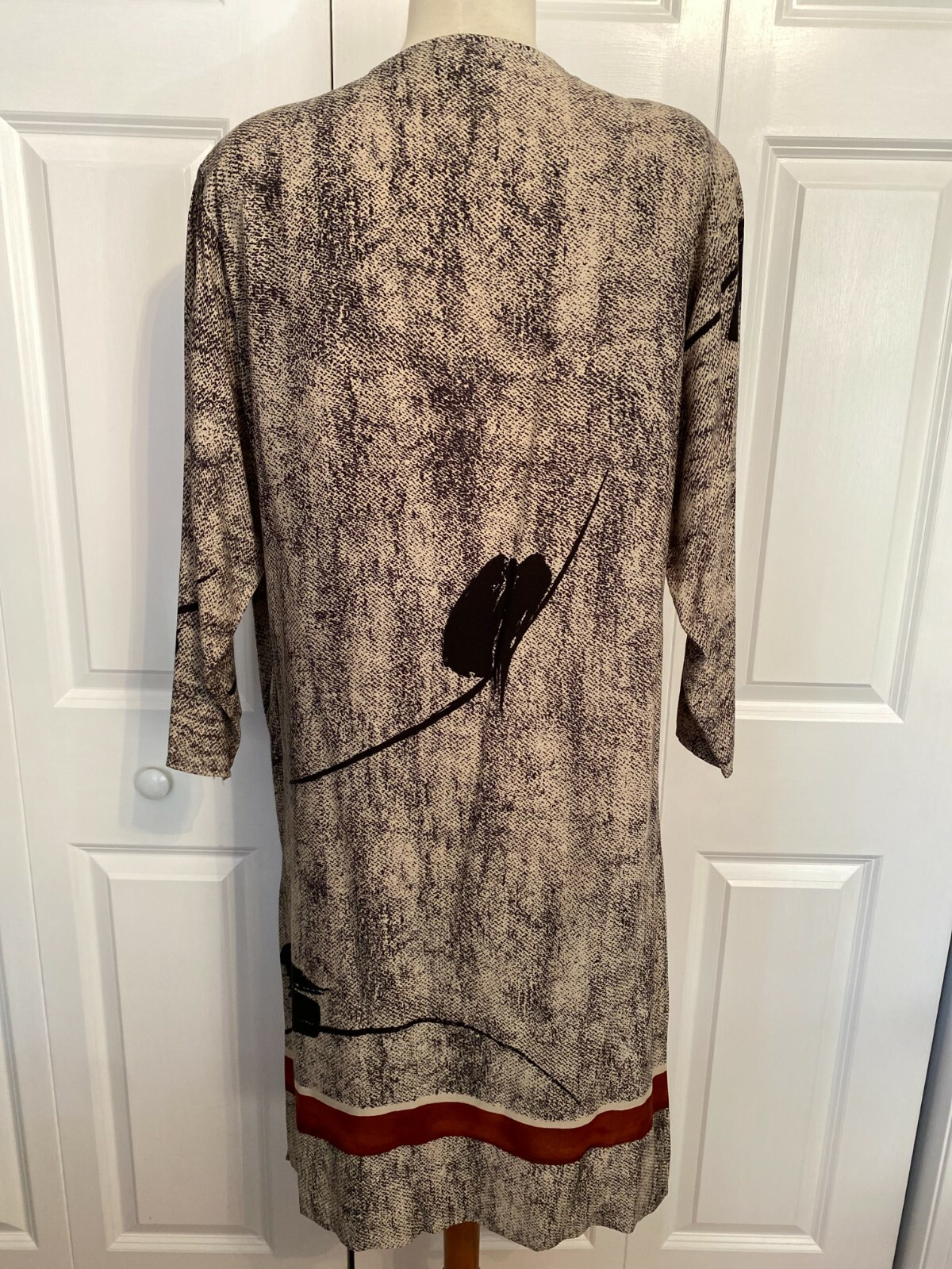 St. Barts vtg 1980s graphic gray black red long-sleeved dress Jr Sz 7-8 washable