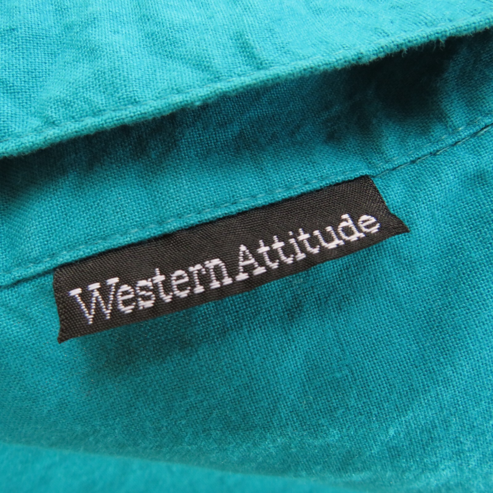 Vintage Lilia Smith Western Cactus Theme Long sleeved Teal Shirt Small Made USA