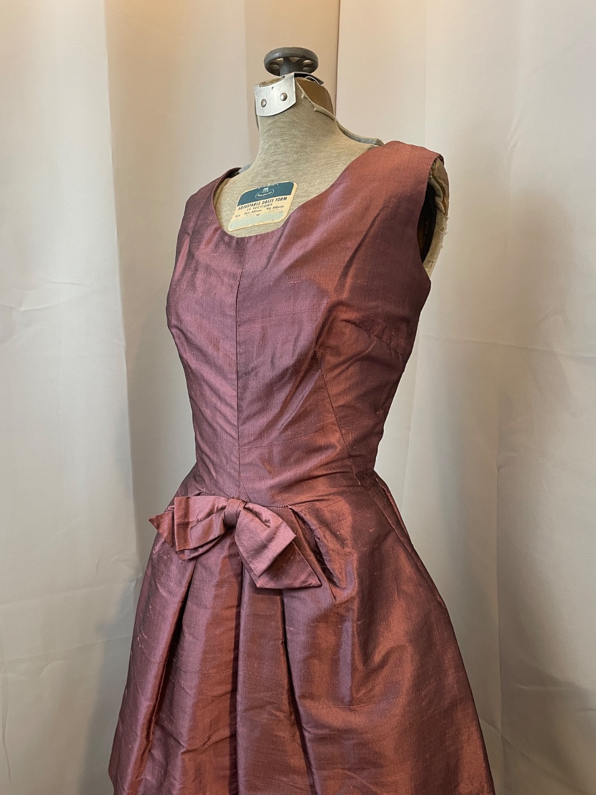 Amethyst Purple Raw Silk Cocktail Party Dress 1950s Vintage Rockabilly XS S