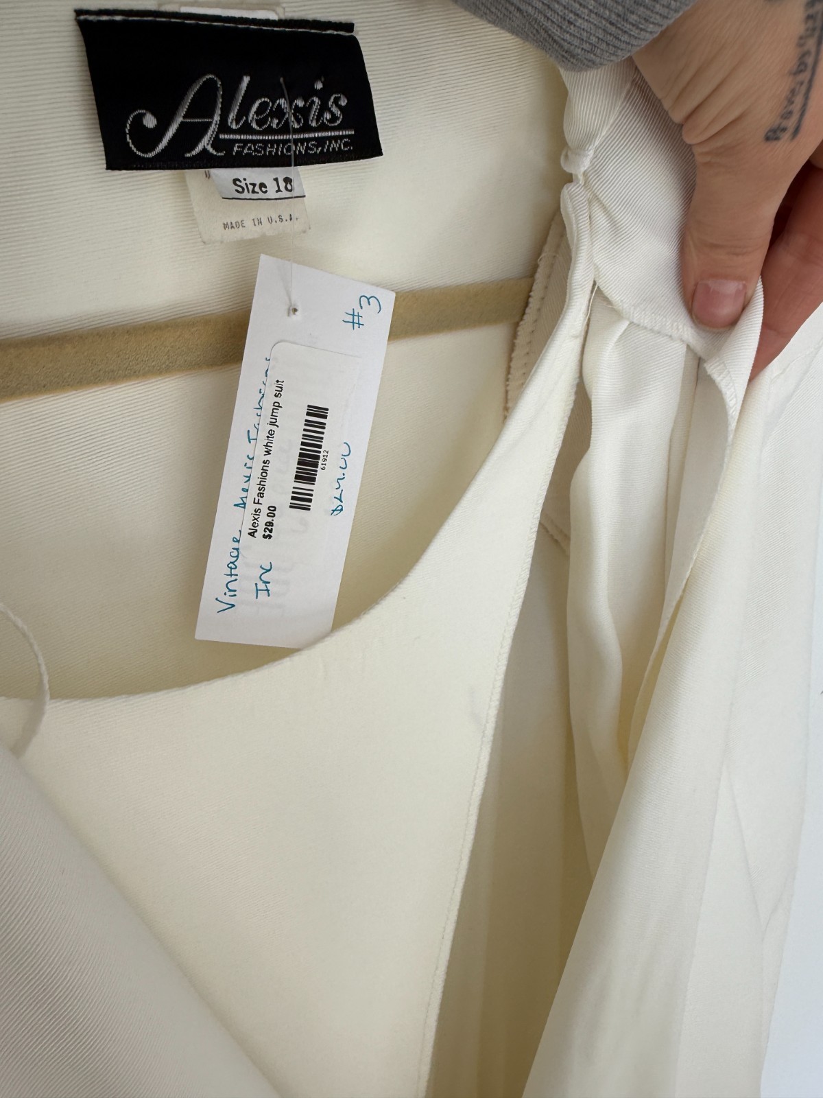 Vintage 1980s Alexis Fashions White Jump Suit with Belt