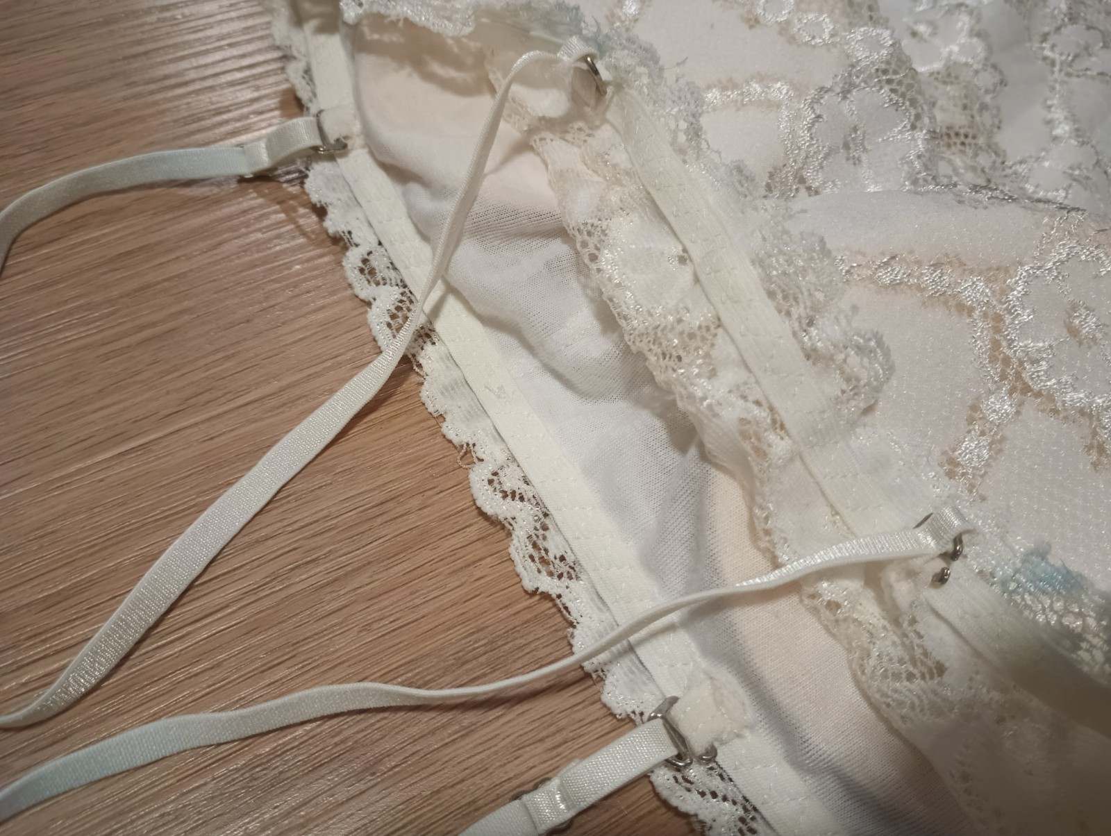 Vtg 80s Stretchy Sheer Chantilly Lace Padded White Cami Top bustier XS