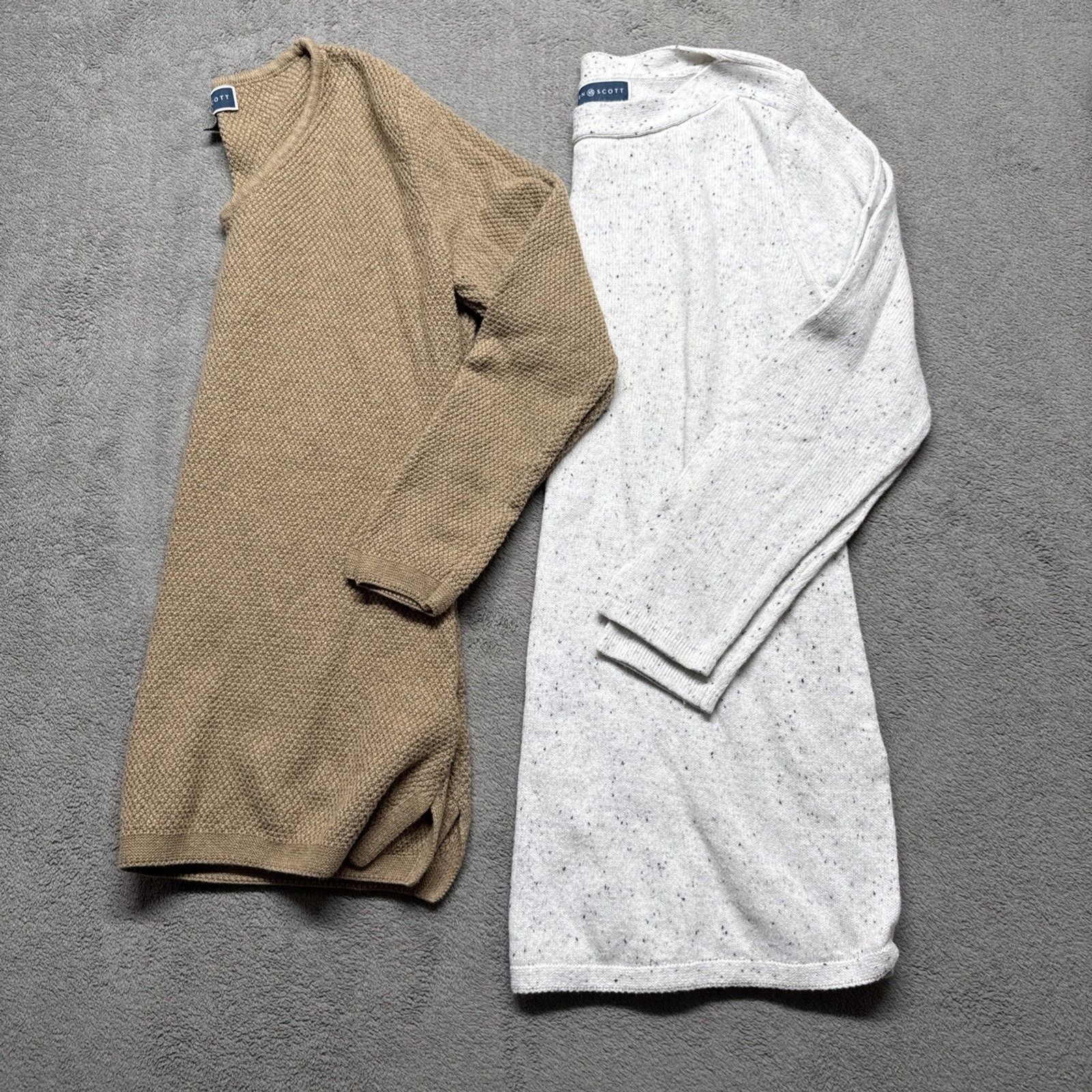 2 Women’s Sweaters Karen Scott Size M White & Tan,