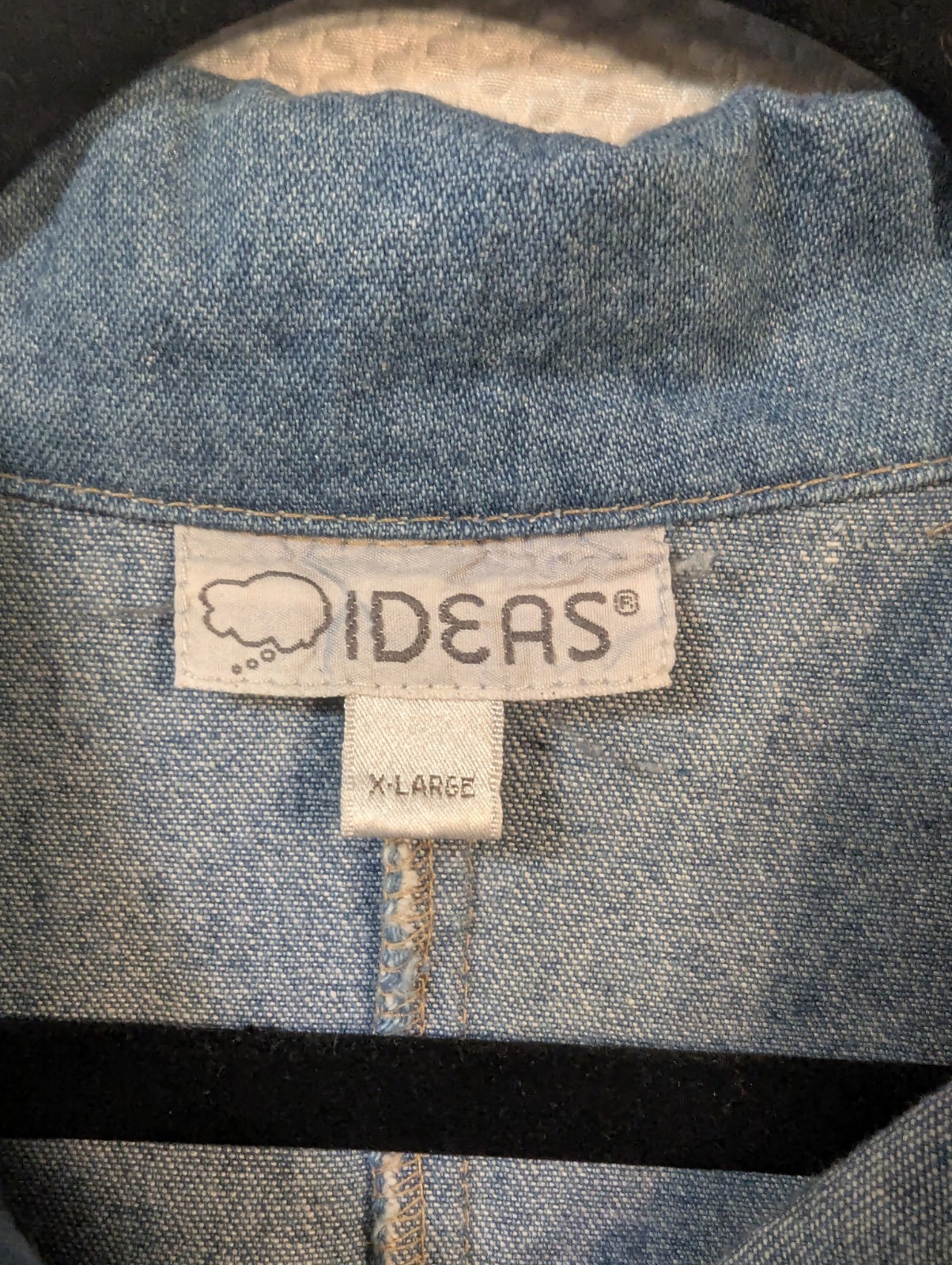 Vintage Ideas Bling Embellished Denim Dress Button Up Pockets 80s 90s Size XL