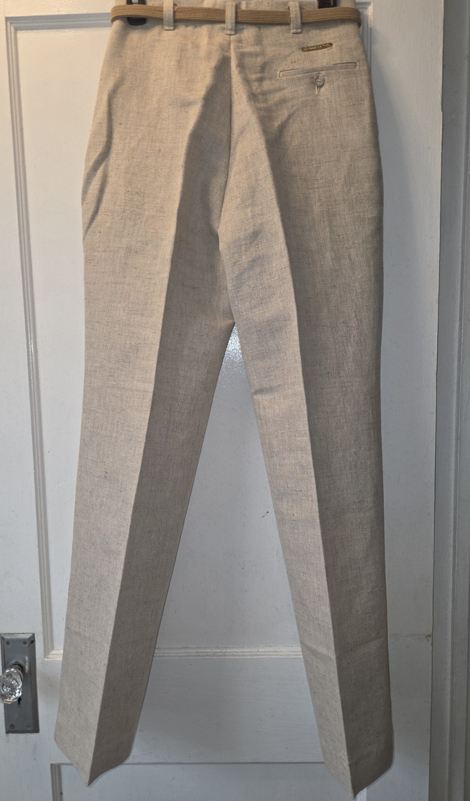 Vintage 80’s Bill Blass Textured Linen High Waisted Trousers. Original Belt. *12