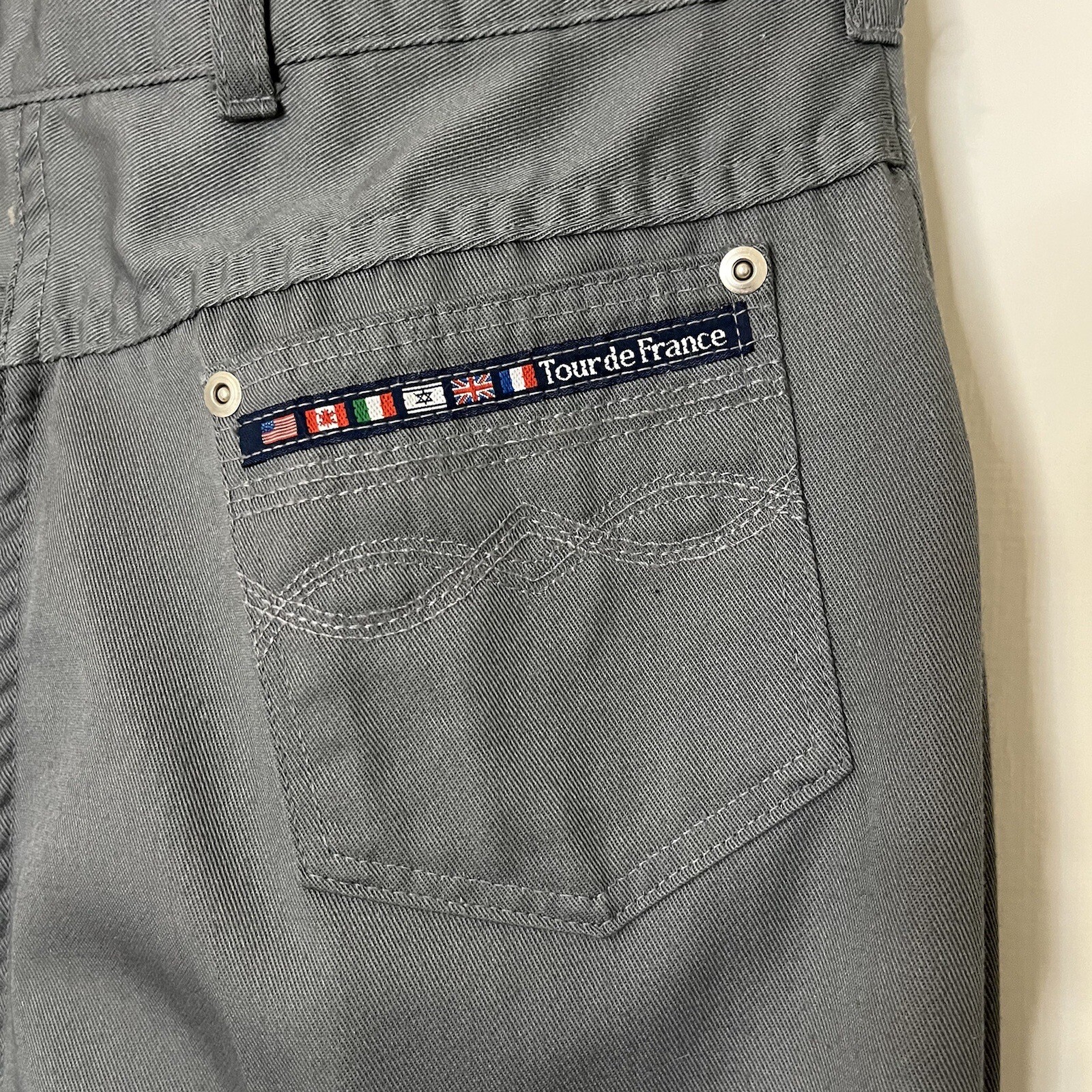 Vintage 70s Tour De France Gray Denim Cotton Twill Straight Leg Jeans