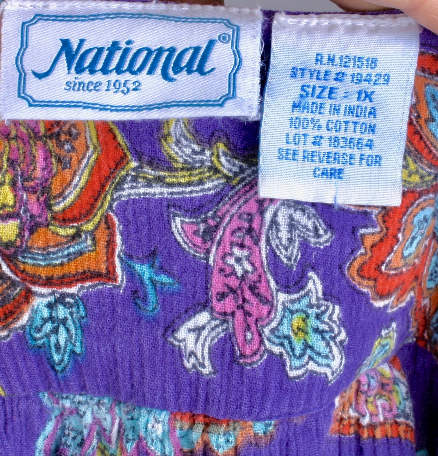 Plus sz 1X Vintage 70s Purple Paisley Hippie Mod Mini Nap Dress w Pockets