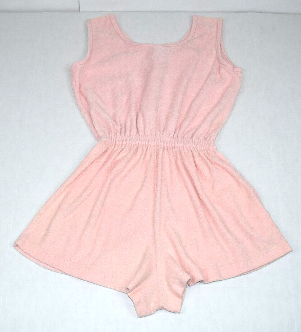 Vintage Pool Cover Jumper Granada Size S/M 80s Pale Pink Terrycloth Front Zip