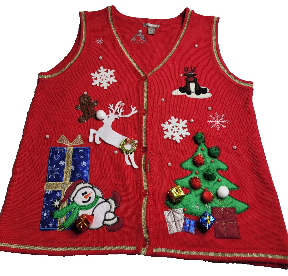 White Stag Women’s Christmas Vest Holiday Vintage 90’s XL 16-18