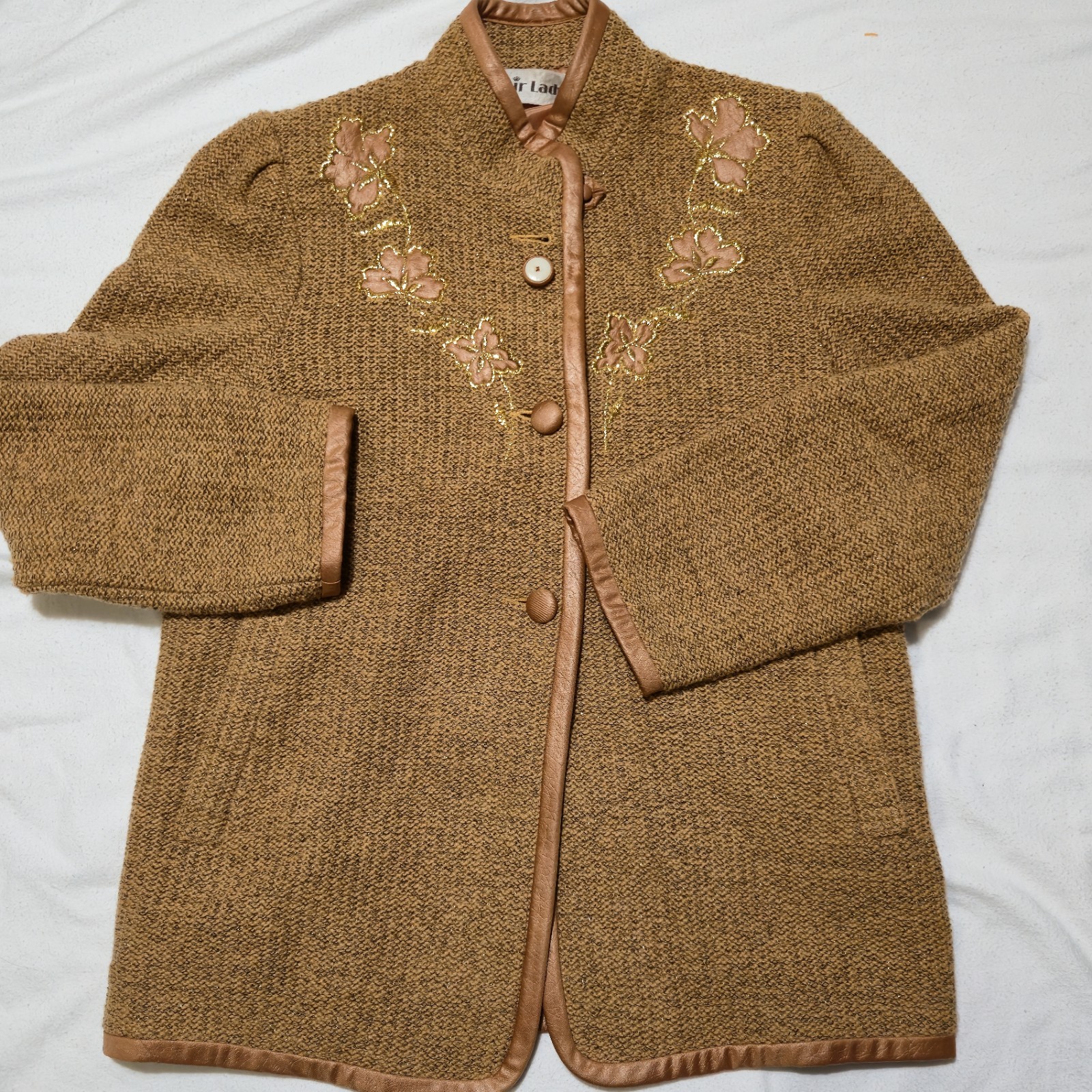 Vintage 1960s Fair Lady Striped Wool Coat XS Mod Boho Embroidered Jacket