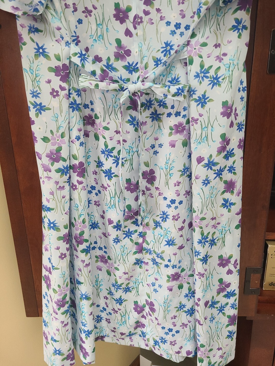 Lady Darian Vintage Tucked Front Dress Blue Purple Green Floral Print 18W