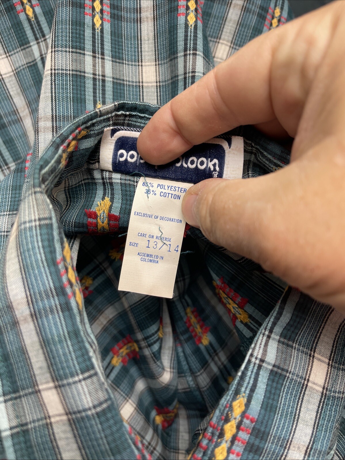 Juniors Vintage 1970s Bobbie Brooks Plaid Blouse Shirt 13/14