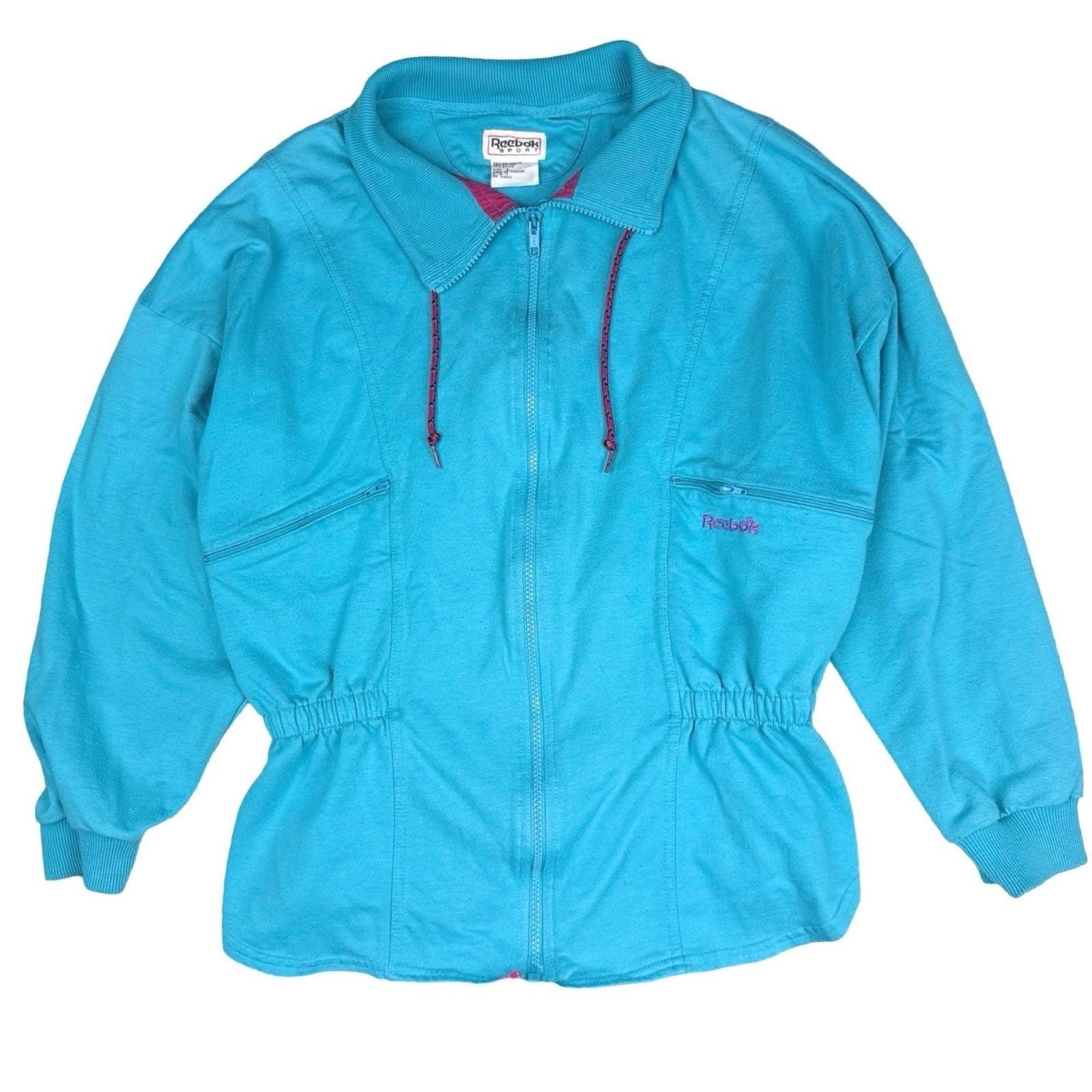 Vintage Reebok Sport Teal Zip Sweatshirt Jacket Womens Large 90s