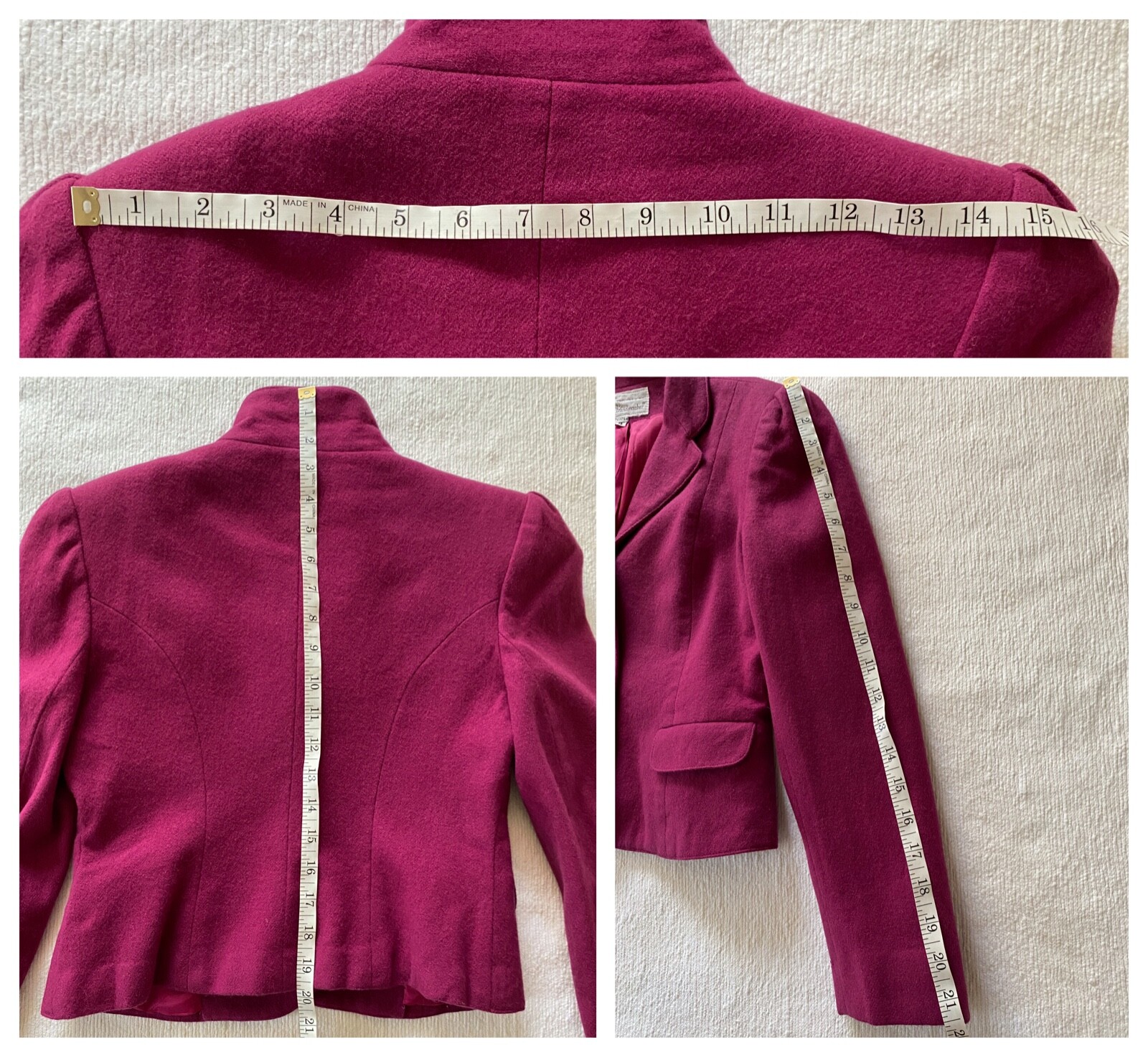 VTG Fitted Wool Jacket | Tailored by Handmacher | Covered Buttons| Petite | Pink