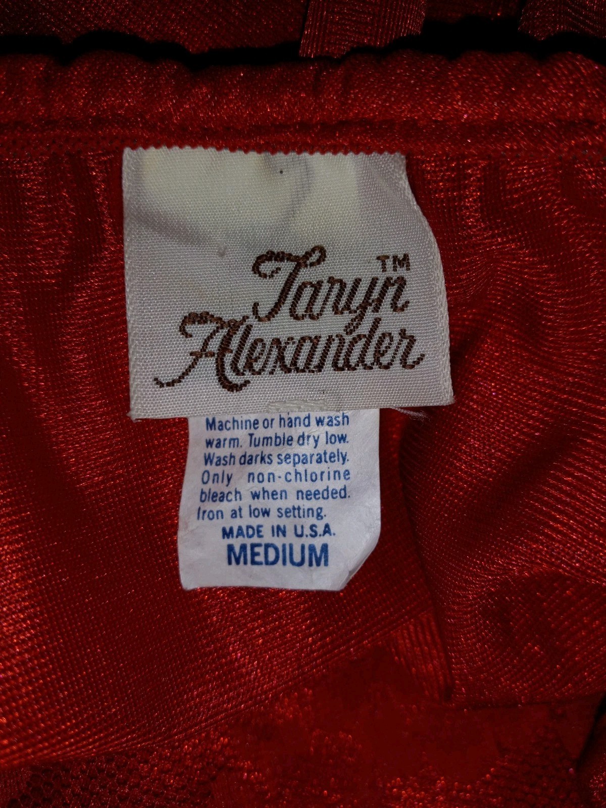 Vintage 80s Taryn Alexander Red Lace Nylon Nightgown Peignoir Lingerie Set M EUC
