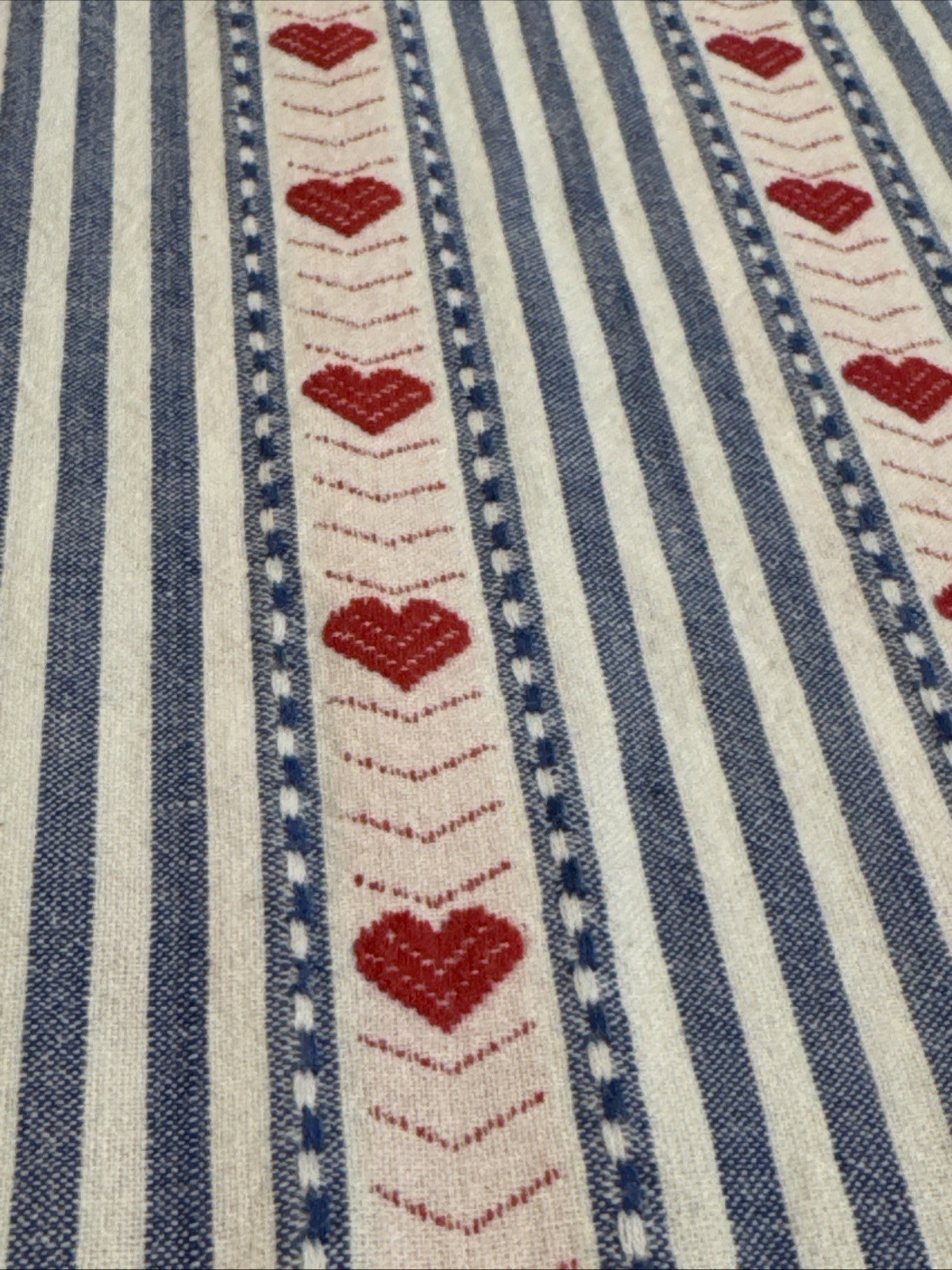VTG 80’s Grandma Cottagecore Heart & Stripes Valentine Day Shirt Jeans Wear Med