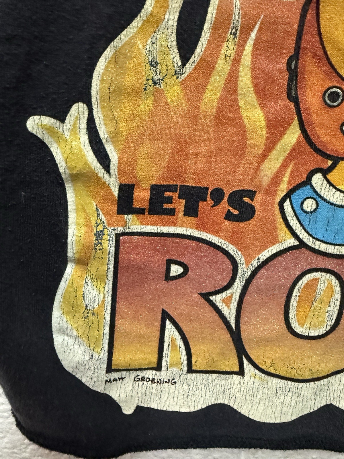 2008 Y2K Bart Simpson The Simpsons LETS ROCK Upcycled T-Shirt VINTAGE Med-Lrg