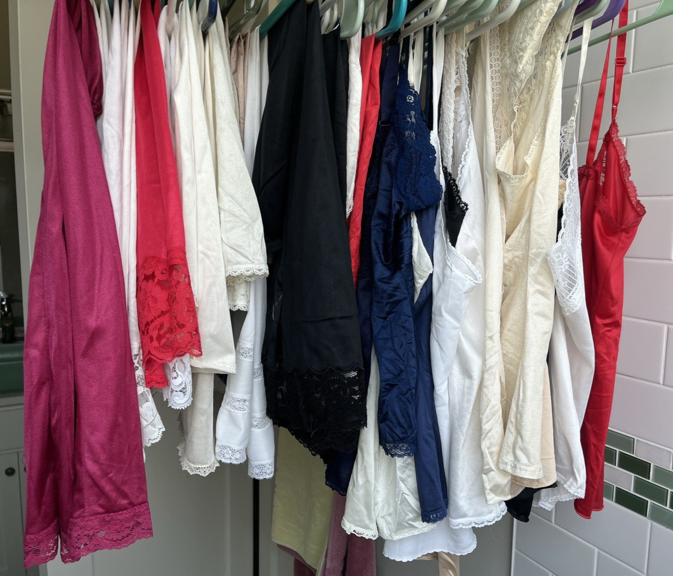 35pc Vintage Slip Lot Olga Vanity Fair Vasarette Penneys & More Half & Camisols