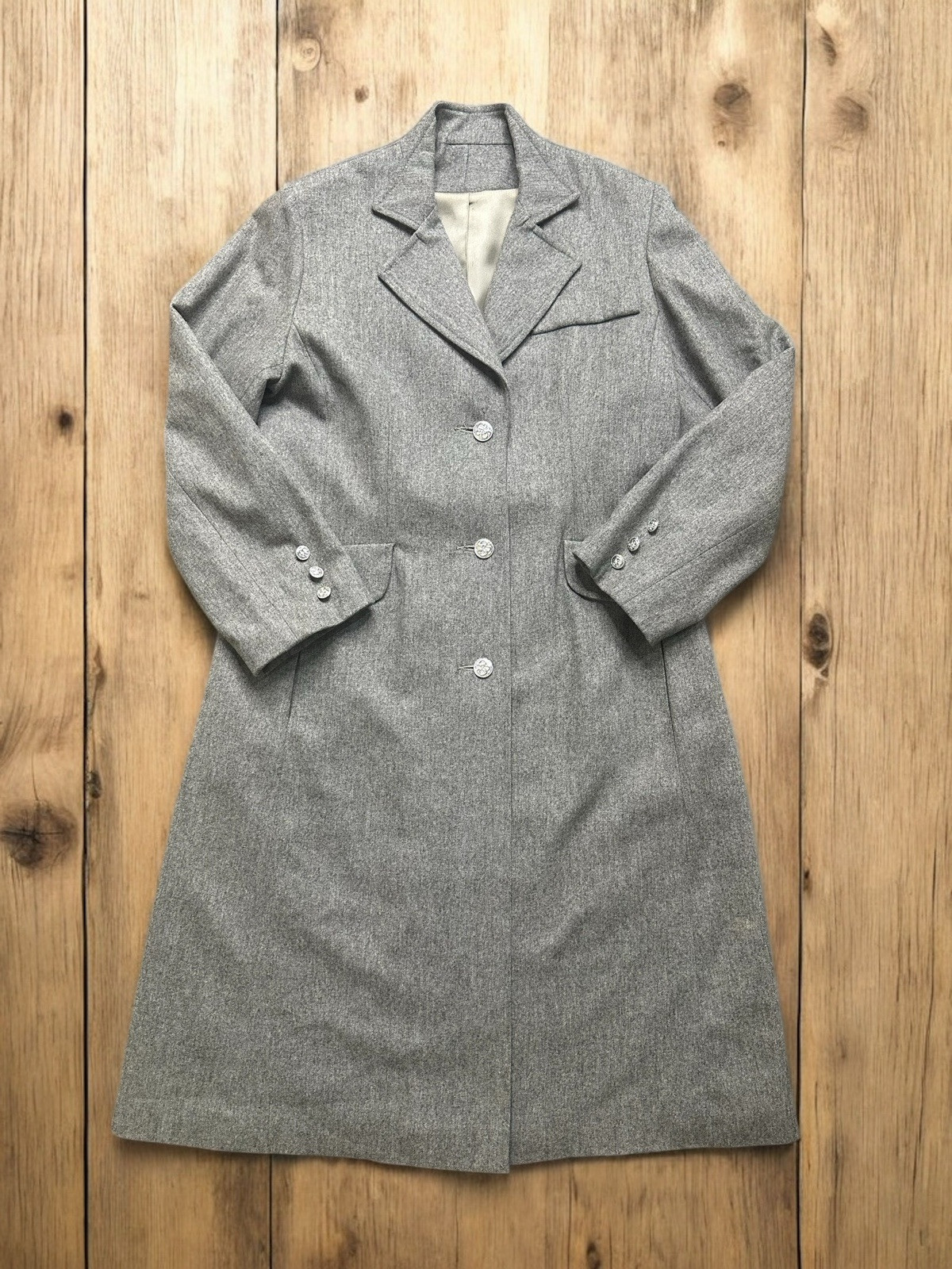 Wellington Featherlite Wool Long Trench Coat Gray Lightweight Size Small