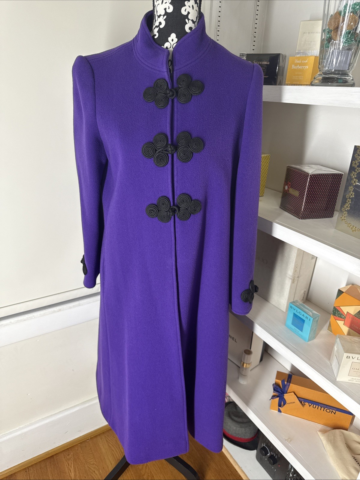 Vintage Donald Brooks Women’s long Wool Coat purple Super Cool Purple Size 12 40