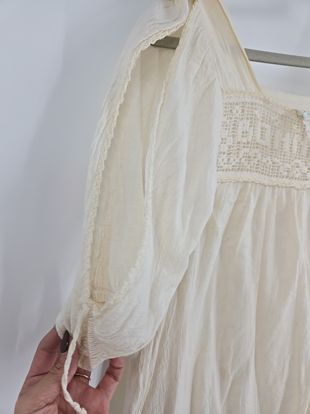 VTG Cotton Night Gown French Bonne Nuit Goodnight Crochet Juli Of Slumbertogs SM