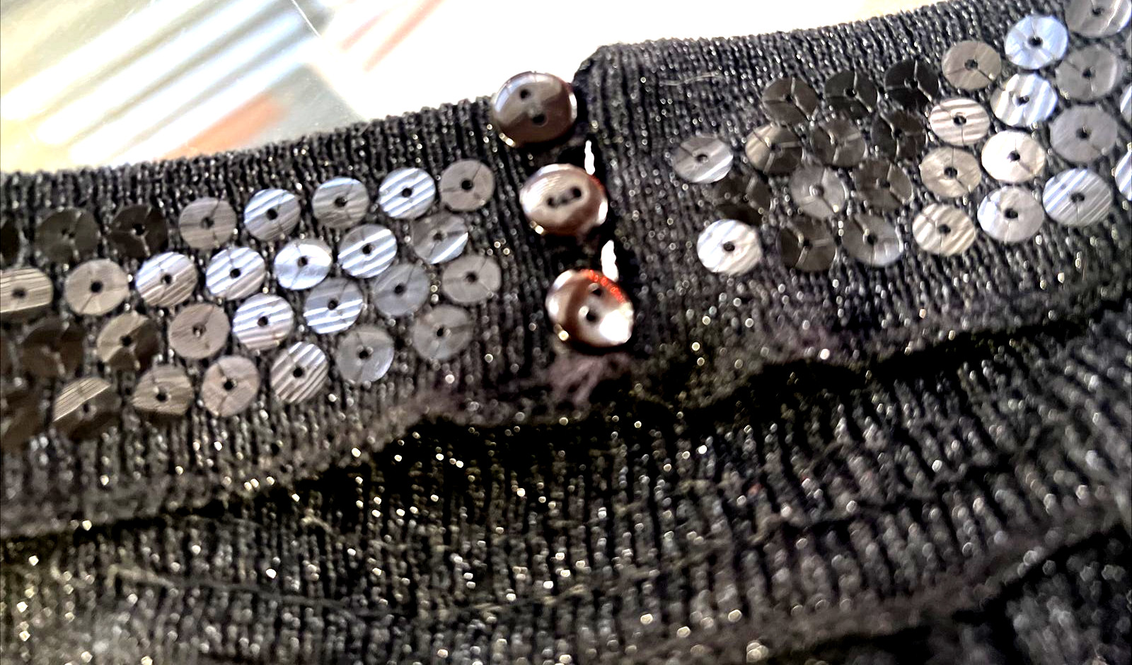 Black Silver Metallic W/Sequins Choker Halter Style Sleeveless Shirt M gts