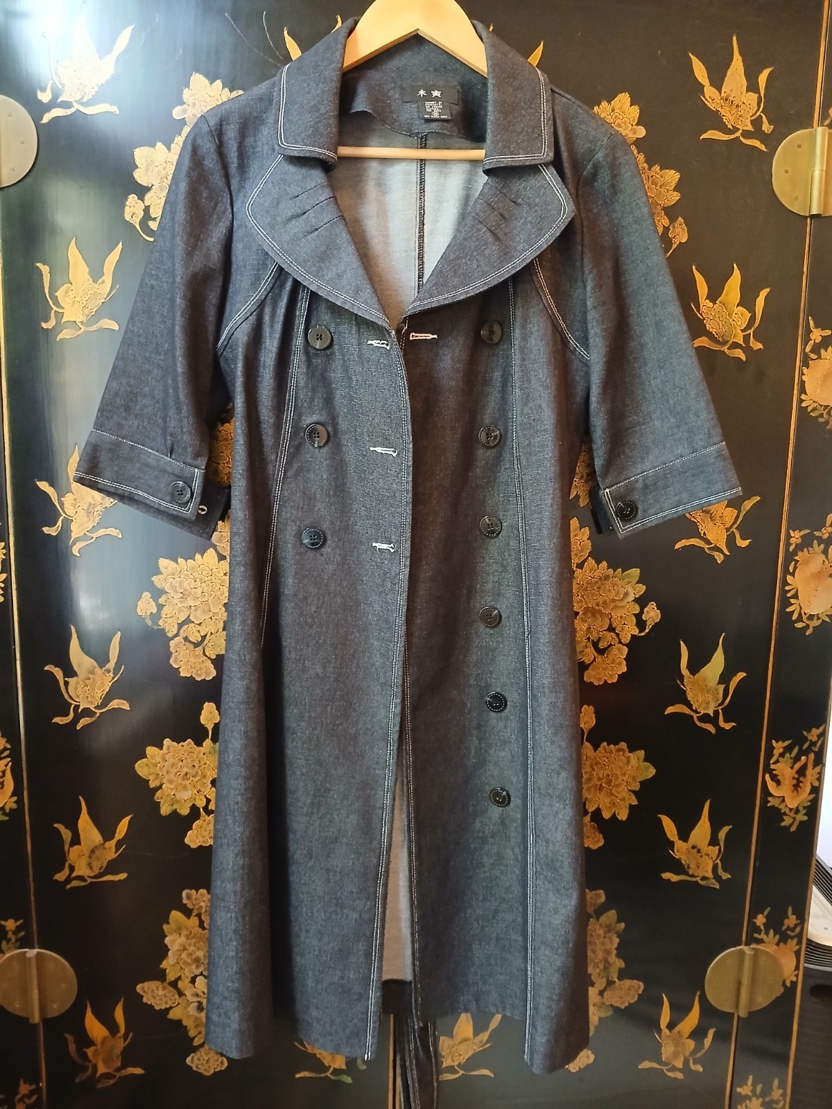 1950s evening coat made in the 90s in denim mix black UK10 US6