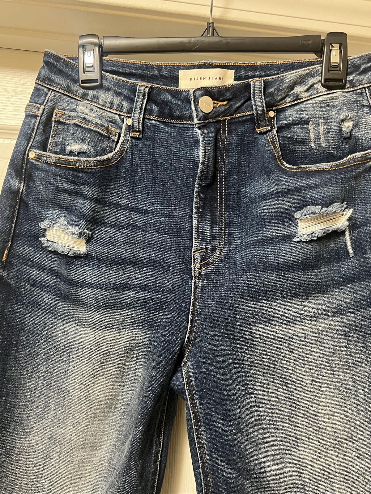 Risen Jeans Womens High Rise Wide Leg Cropped Distressed Raw Hem Denim 30