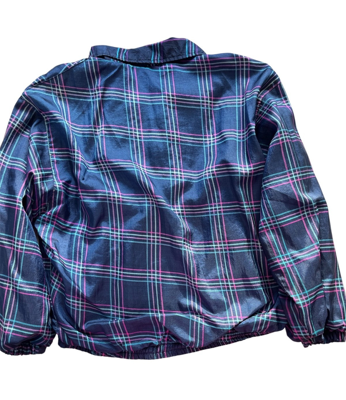 Vintage Pro Spirit Windbreaker Jacket Plaid sz M Navy 90’s Tracksuit Retro Nylon
