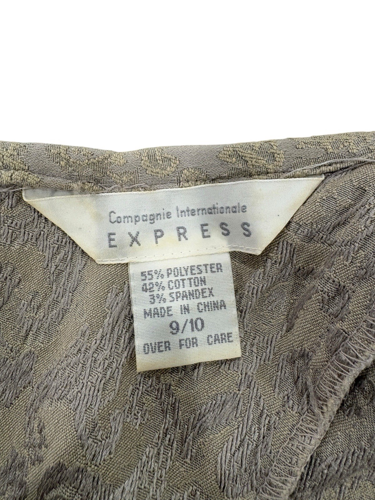 Vtg 90s Express Brocade Mini Dress Gold Party Soft Girl Grunge Indie Sleeze Y2K