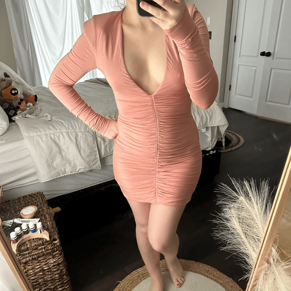 NBD Leonette Women’s Extra Small Pink Long Sleeve Mini Dress